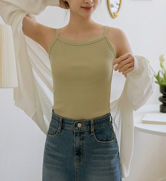5DA31246HN_[J-BASIC] Inner Item Spandex Ribbed Spaghetti Strap Top