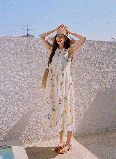 6DA31308JJ_Wave Flower Sleeveless Dress