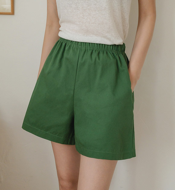 4DA31394NN_Summer Cotton Banding Mid-thigh Pants