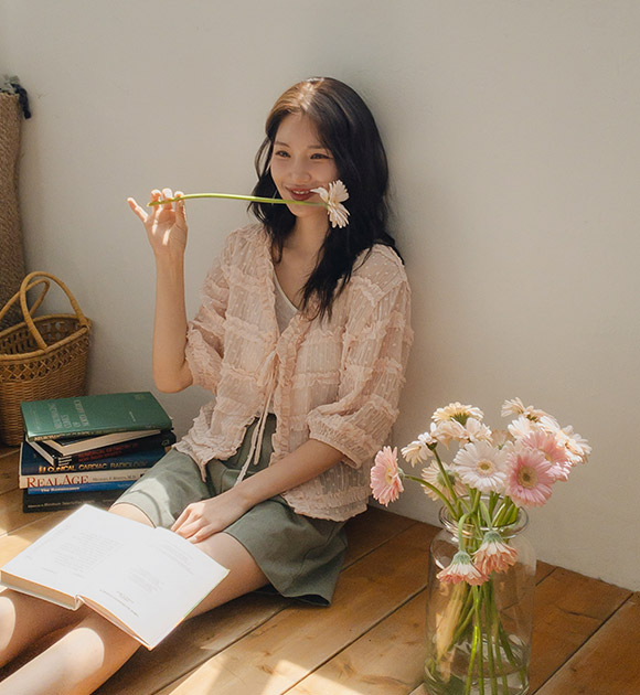 4OA0864NN_[JUST BETTER] Elia Lace Trimming Cardigan