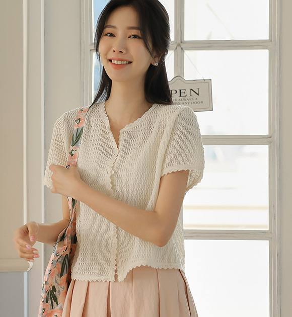 6DA29844YY_Bijel Lace Short Sleeve Cardigan
