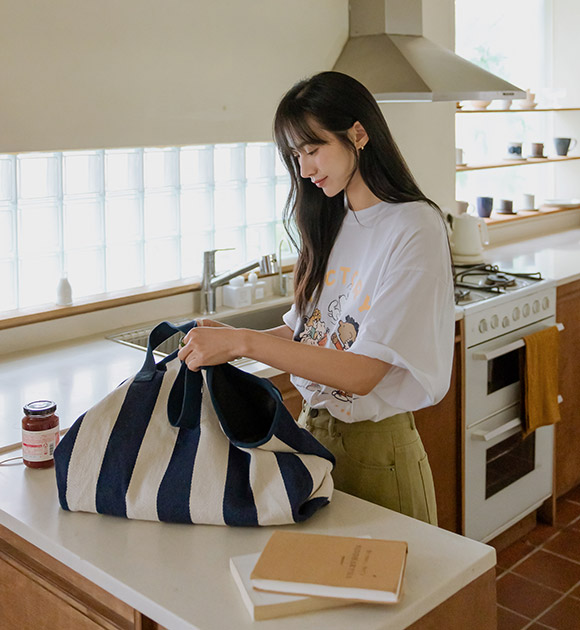 5DD00260NN_Navy Striped Big Bag