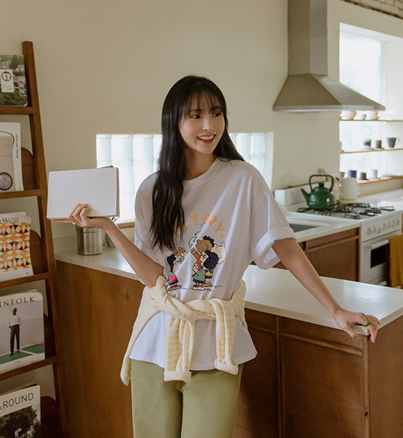 5DA31421NN_Snoopy Print Loose T-shirt