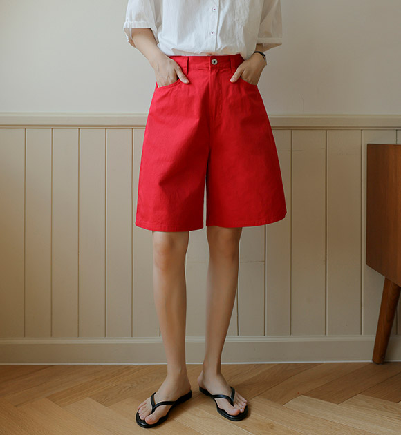 5DA30252LJ_Casual Label Back Banding Above Knee Pants