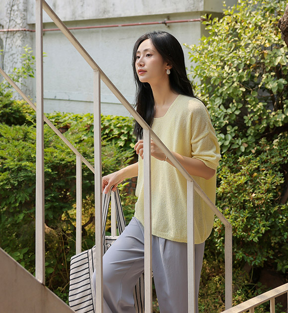 5DA30129JJ_Maybe Loose Fit Linen Boucle Knitwear