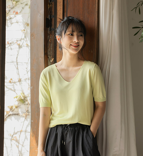 5DA31400NN_[J-BASIC] Ice Cool Viscose Knitwear (Round/V-necked)