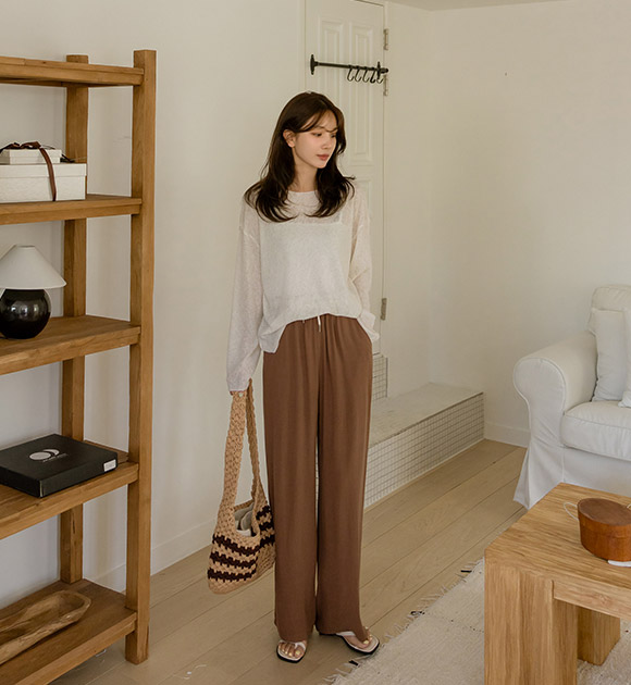 6DA31443NN_Didi Color-block Line Linen Touch Banding Pants
