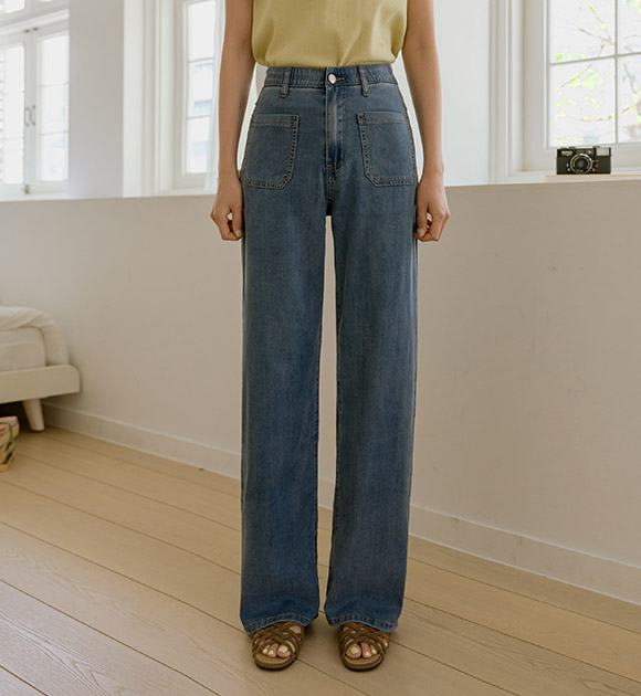 6DA30095NN_Ultralight Tencel Two-pocket Wide Jeans (Short/Long)