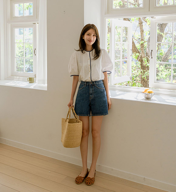 6DA31446NN_Resort Simple Denim Shorts