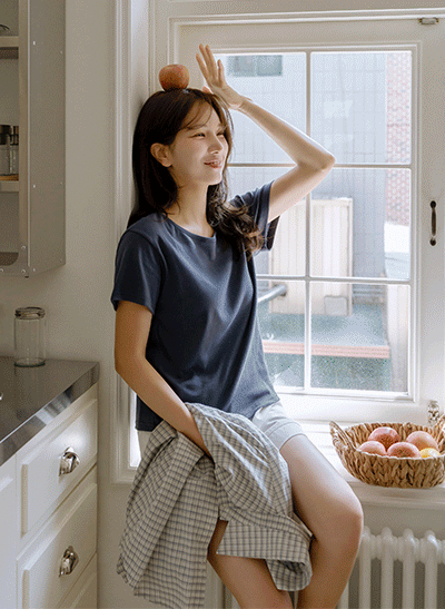6DA31426HN_1+1 Everyday Wear Soft-fit Ribbed Short-sleeved T-shirt