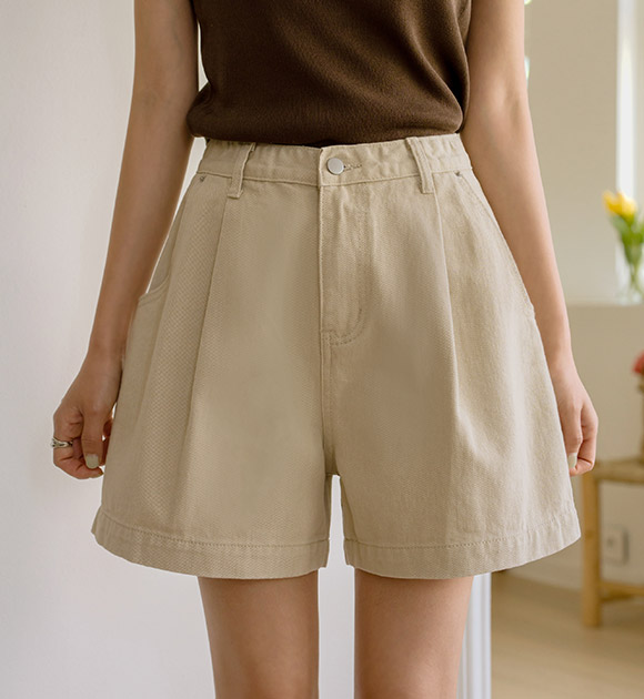 6DA31429NN_Body Cover A-Line Pintuck Cotton Shorts