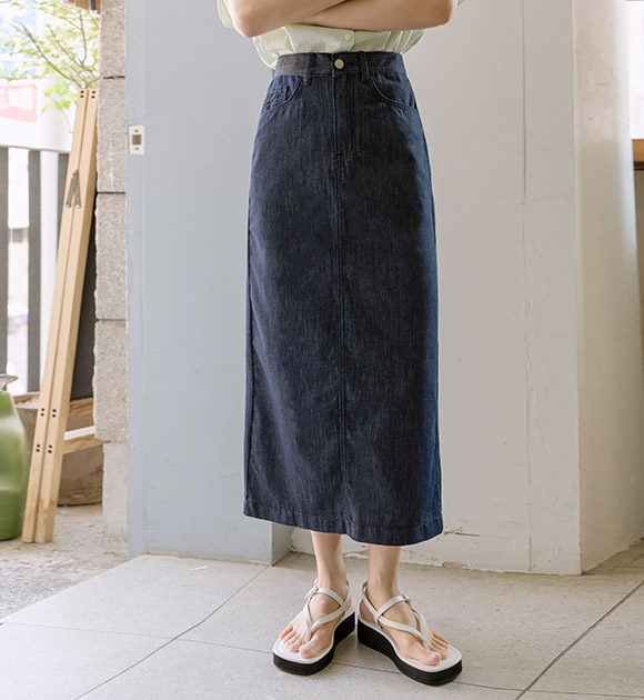 4DA31501NN_Cool Non-Fade Banding Long Skirt (Short/Long)