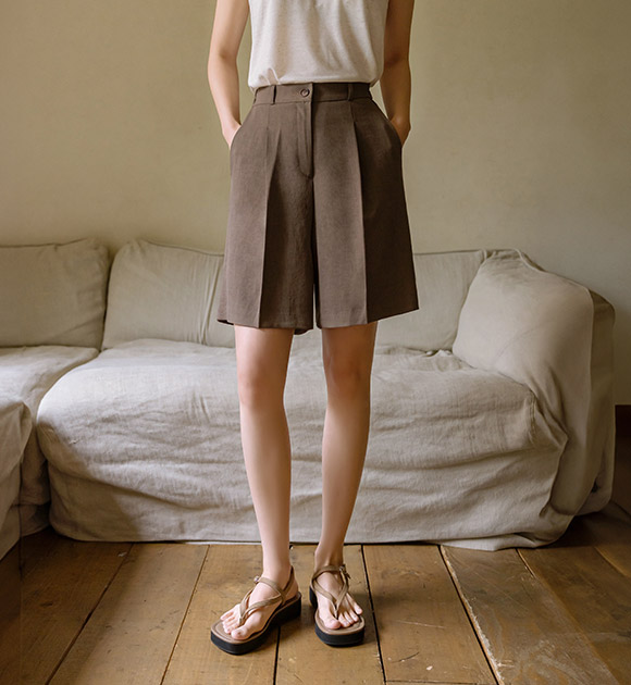5DA31420HN_Cool Linen Spandex Half Slacks