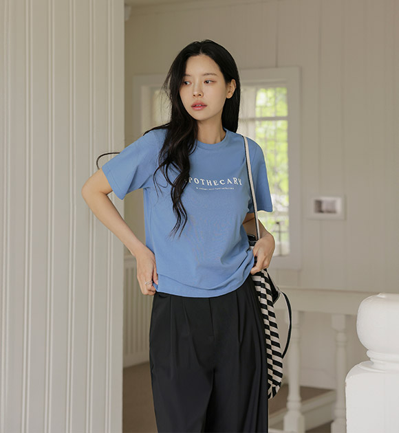 5DA31491HN_Simple Lettering Soft Short-sleeved T-shirt