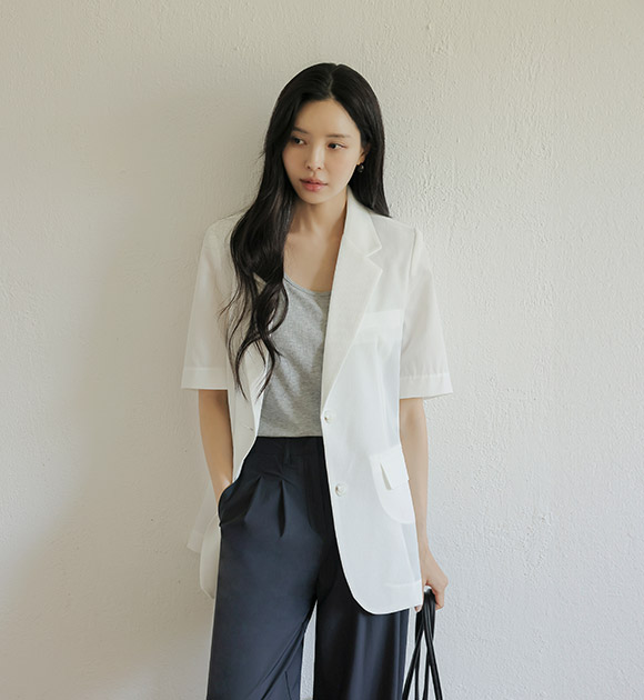 5DA31489HN_Verna Cool Linen Short-sleeved Half Jacket
