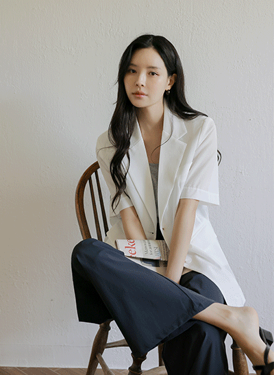 5DA31489HN_Verna Cool Linen Short-sleeved Half Jacket