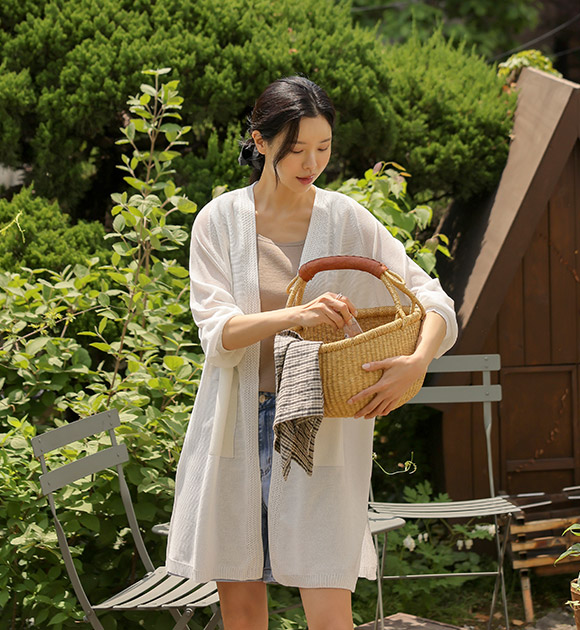 5DA31485NN_Summer Item Viscose Pocket Long Cardigan