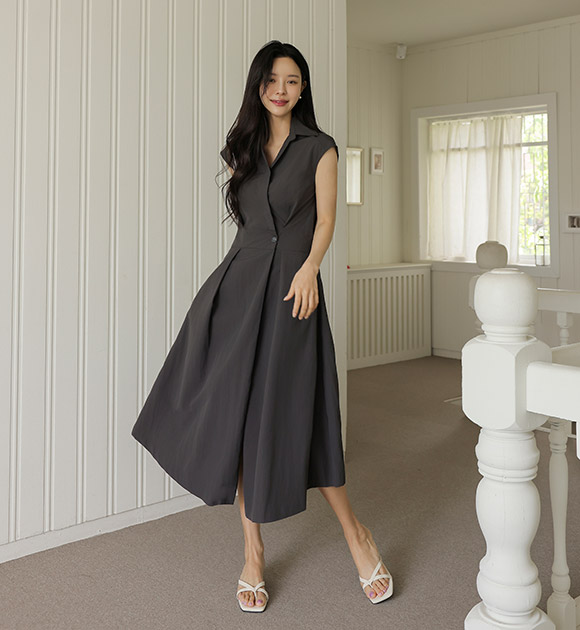 5DA31475HR_Pire Cool-Crisp Back Banding Wrap Dress