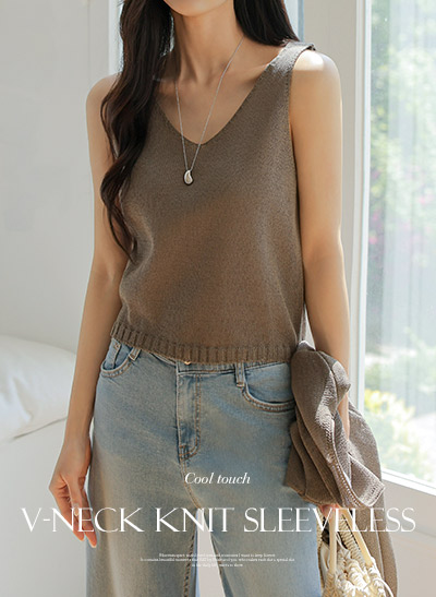 5DA31477HR_Mio Cool Touch V-necked Knitted Tank Top