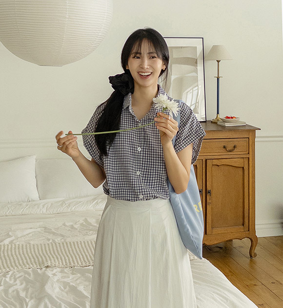 5DA31535HN_Modern Check Drop-Shoulder Turn-Up Shirt