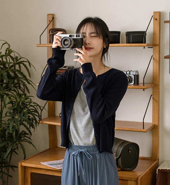 6DA31575NN_Koru Slim Ribbed Summer Cardigan
