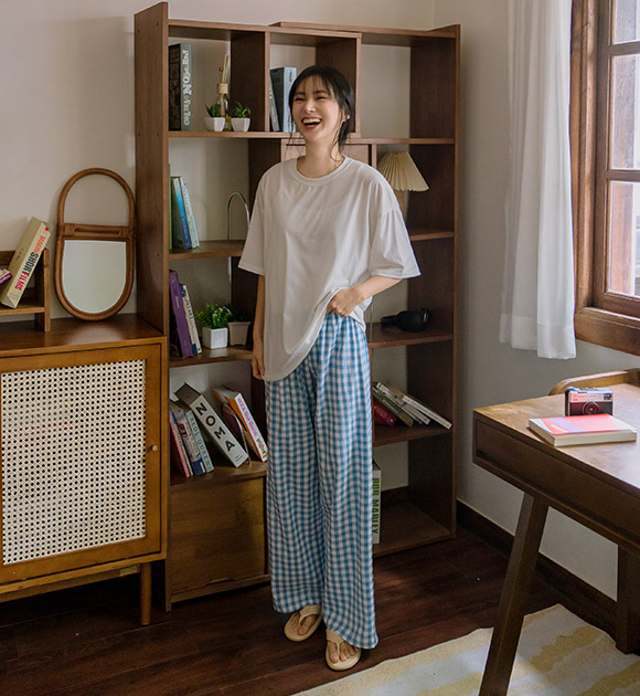 6DA31573NN_1+1 Pajama Seersucker Banding Pants