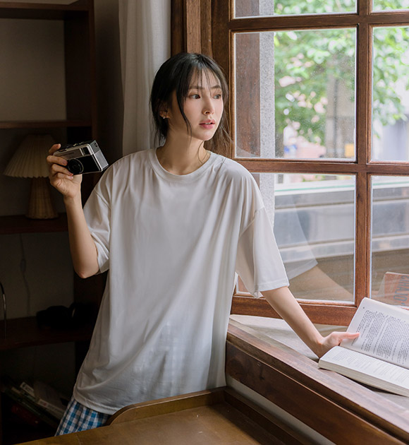 6DA31572NN_Cooling Effect Refrigerator Oversized Short-sleeved T-Shirt