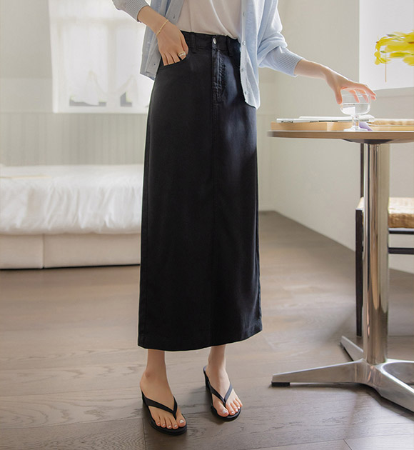 6DA31524JJ_Lyocell 100% H-Line Skirt(Short/Long)