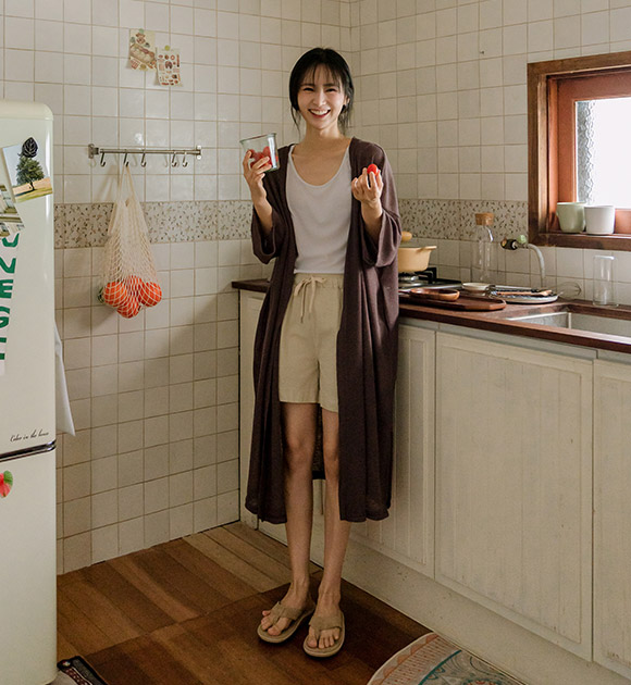 6DA31579HR_Side Slit Robe Long Cardigan
