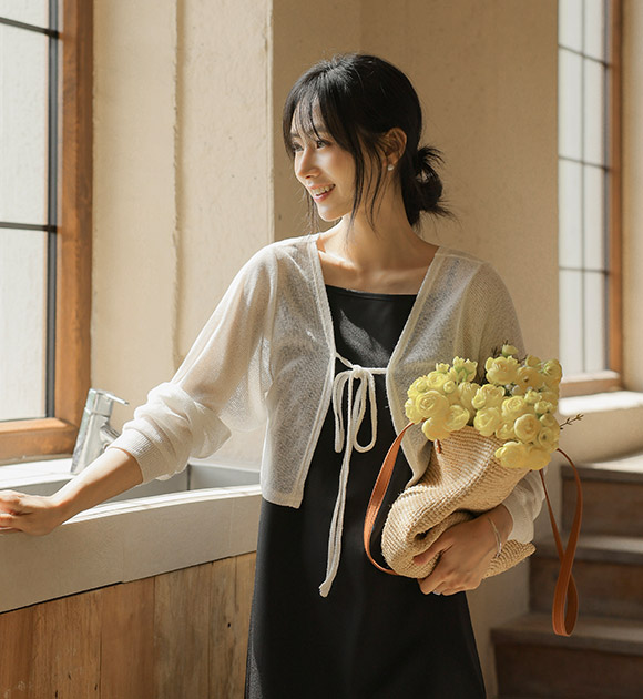 5DA31587NN_Delicate Linen Bolero Cardigan (Short/Basic)