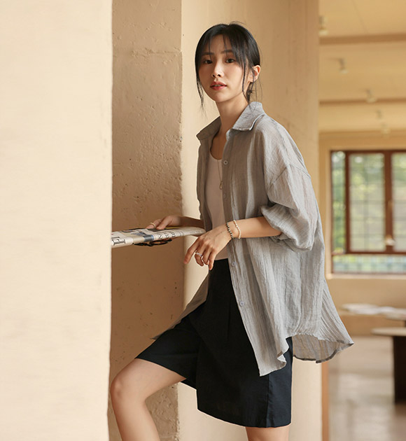 5DA31597NN_Thin and Cool Linen Feel Shirt