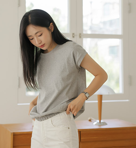 8DA30172LJ_More Day Hem Banding Drop T-shirt