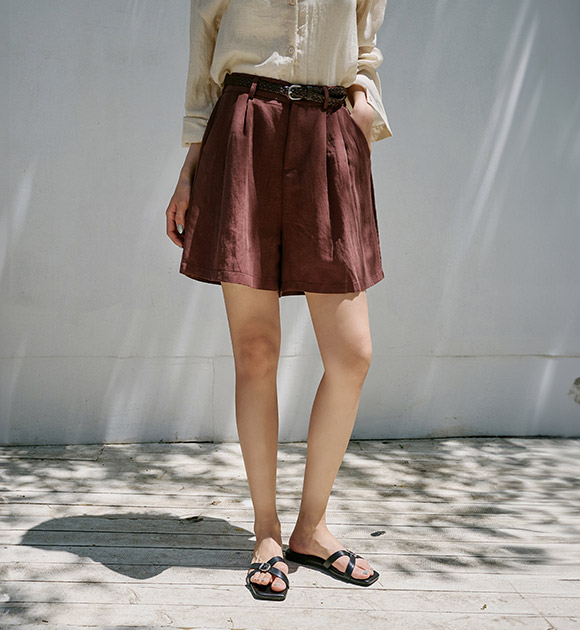 6DA31601HN_Hearts Flow-fit Linen Pants (with Belt Set)