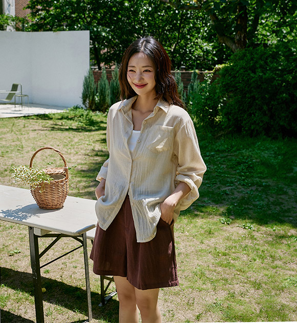 6DA31600HN_Mid-summer Flowy Lightweight Shirt