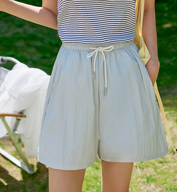 6DA31608NN_Rain Summer Crinkle Banding Pants (Mid-thigh/Above Knee/Knee-length)