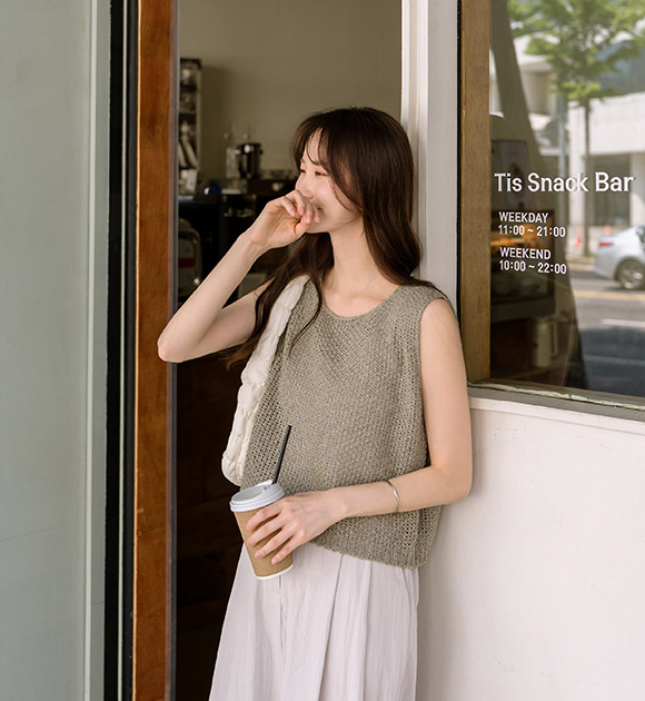 4DA31620NN_Rover Round Linen Sleeveless Knitwear