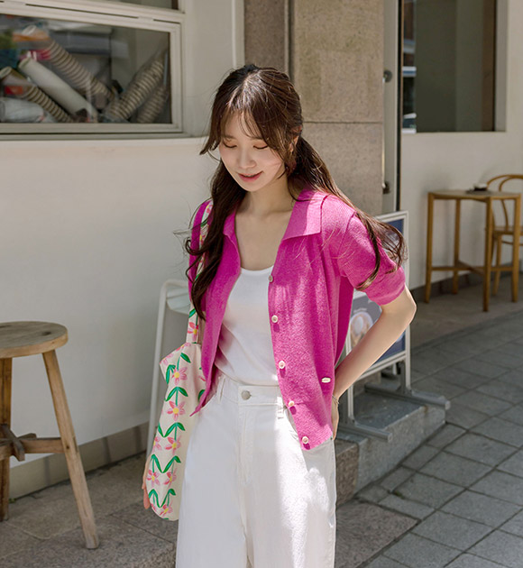 4DA31615NN_Berry Wappen Linen Collar Cardigan
