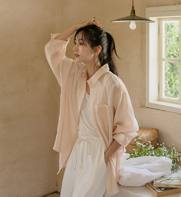 5DA31633NN_Natural Fit Jacquard Striped Shirt