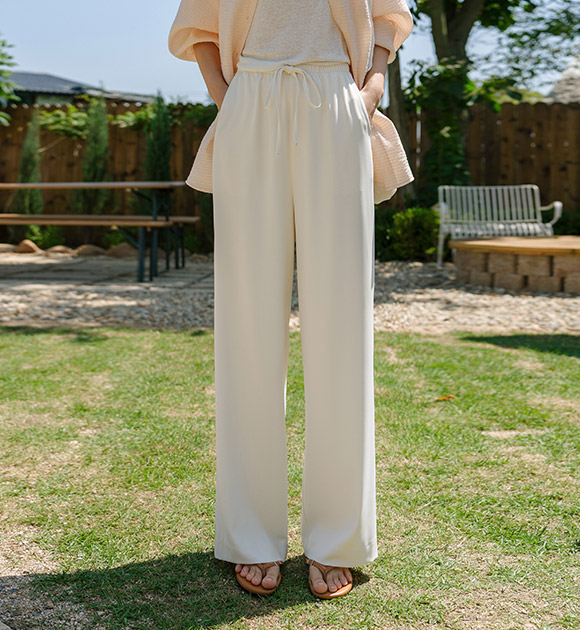 5OA0880NN_[JUST BETTER] Elegance Flowy Banding Pants(Short/Long)