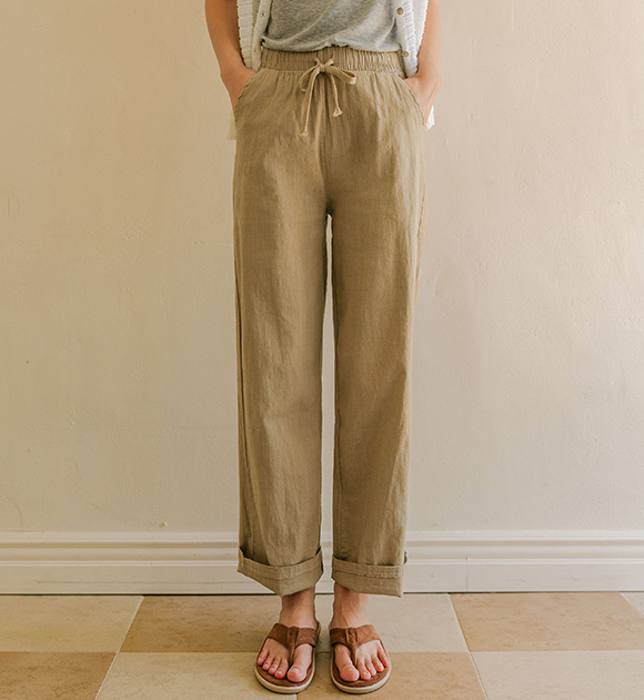 5DA31626HR_Muffin Stretch Linen Banding Pants