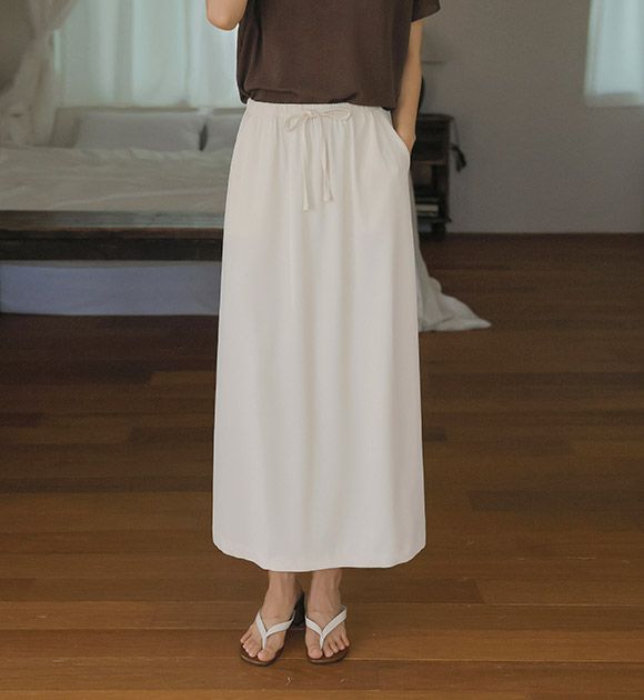 6OA0881HN_[JUST BETTER] Elegance Flowy Banding Skirt