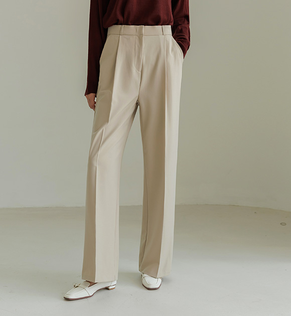6DO0122KK_[J-BASIC] Ryuban One Pintuck Wide Slacks