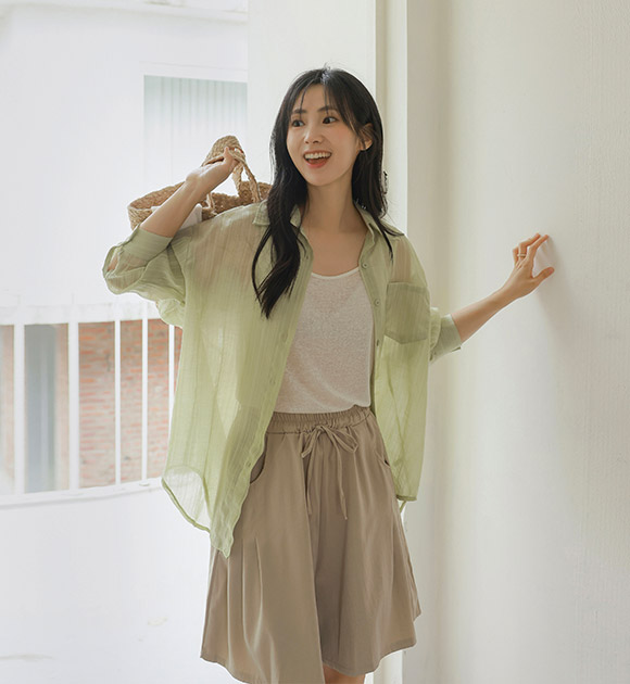 6DA31651HN_Wind Stripe Tencel Shirt