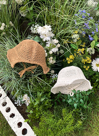 6DD00291CW_Knitted Wire Ribbon Bonnet Hat