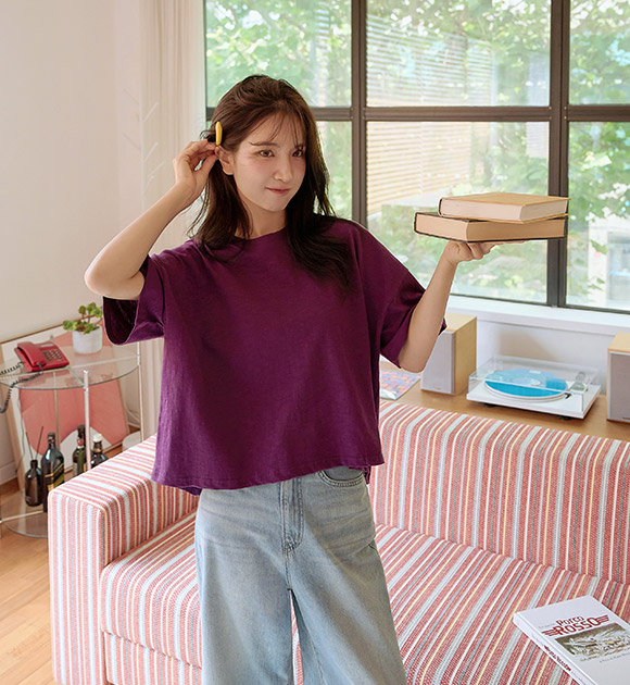 4DA31662HN_Relaxed Slub Easy-Fit Short-sleeved T-Shirt