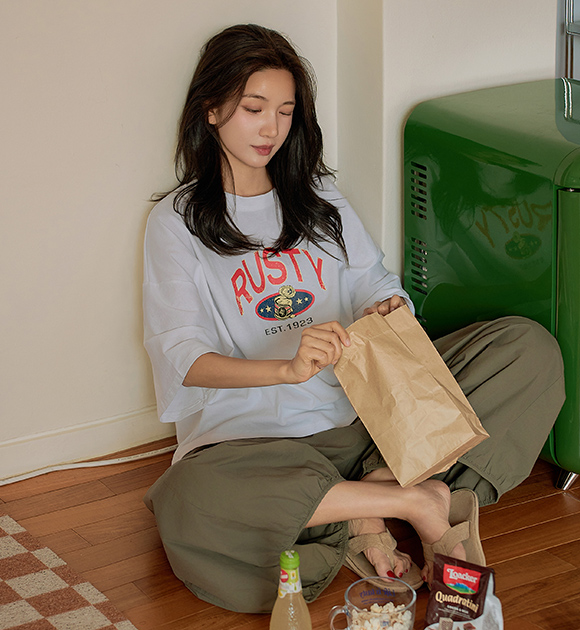 4DA31668HR_Loose Fit Printed Boxy Short-Sleeve T-Shirt