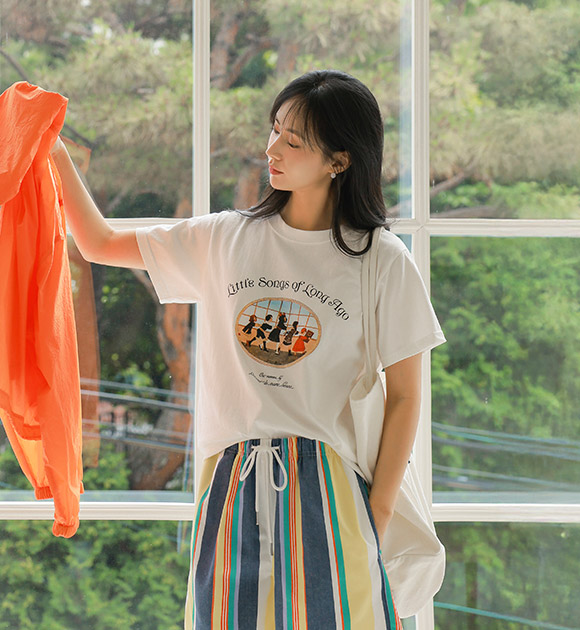 5DA31677NN_Little Song Print Short-sleeved T-shirt