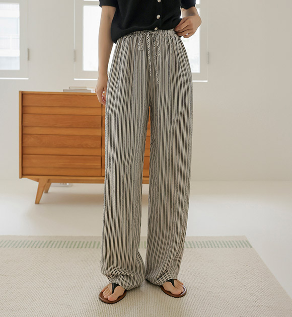 8DA30177JJ_Wrinkle-Free Seersucker Banding Pants