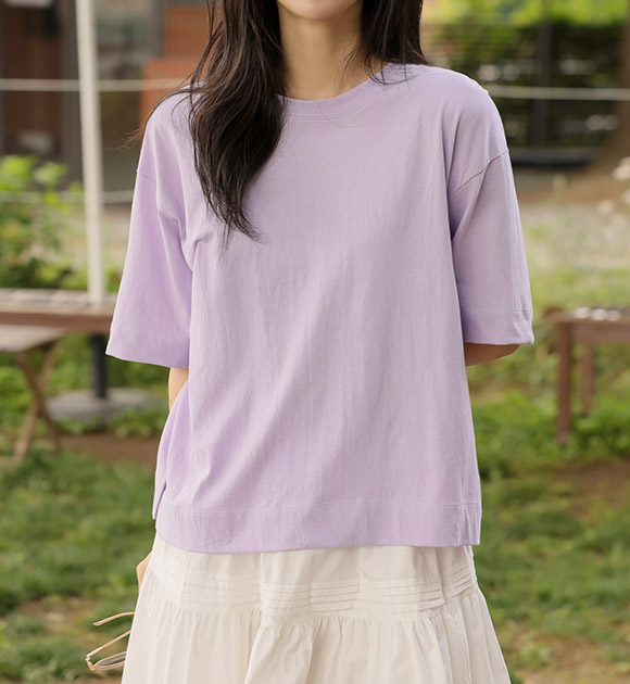 8DA30031NN_Really Comfortable Loose Fit Slit Short-sleeved T-shirt (Round/V-necked)
