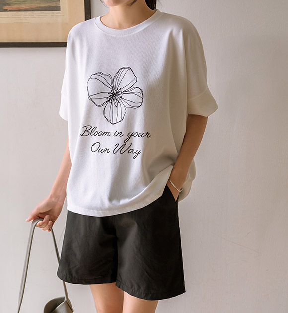 5DA31709JJ_Cherry Blossom Drawing Dyed Spandex Tee